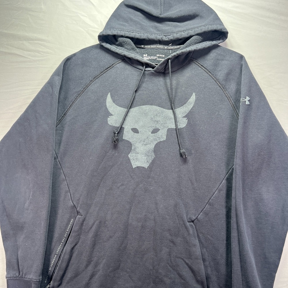 Under Armour Project Rock Hoodie Mens Medium Pullover Fleece Sweatshirt Gym - Picture 3 of 9